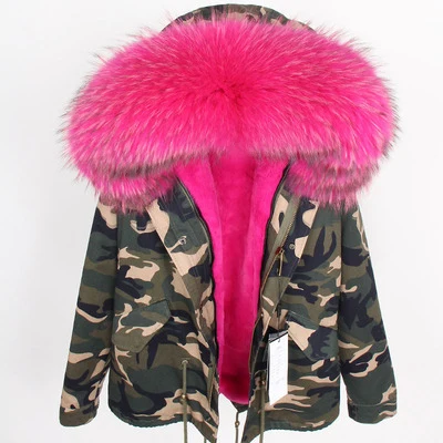 OFTBUY, зимняя куртка для женщин, пальто из натурального меха, парка с воротником из меха енота, подкладка из искусственного меха, Свободное пальто армейского зеленого цвета, уличная мода - Цвет: 18