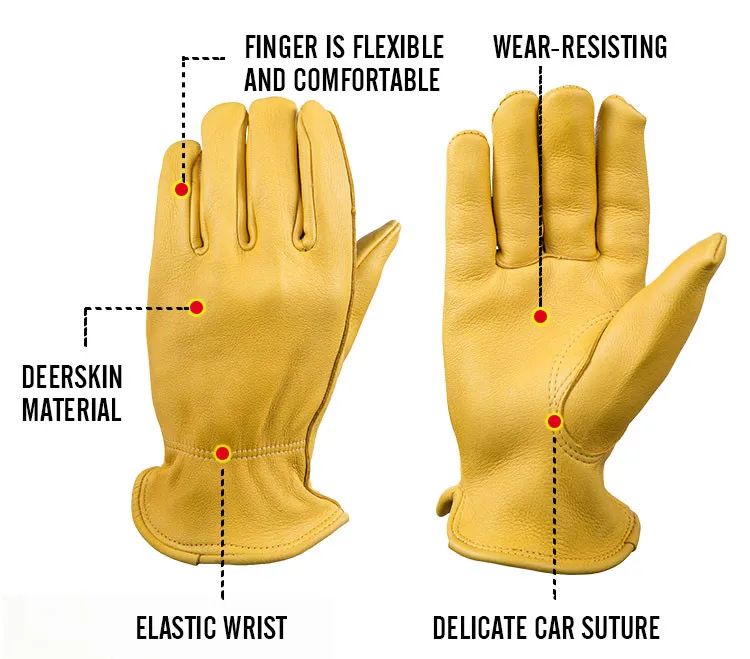 Guantes de trabajo de proteccion para soldadura TIG de piel de ciervo