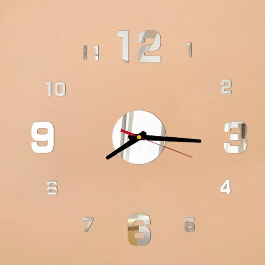 Новые Настенные часы 3d акриловые зеркальные часы наклейки DIY самоклеющиеся интерьерные настенные креативные декоративные часы кварцевые круглые иглы# M - Цвет: Silver