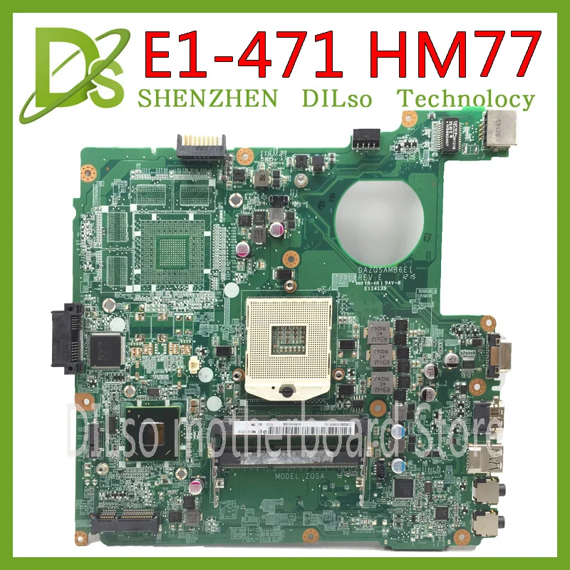 Дешево KEFU E1 471G DAZQSAMB6E1 материнская плата для ноутбука ACER Aspire E1 431 E1 471 V3 471 Материнская плата ноутбука HM77 оригинальный Тесты материнская плата
