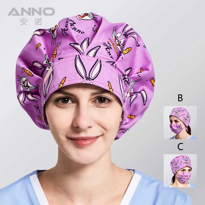 

ANNO Purple Disposable Hospital Hat Medical cap Nurse Hat for Women Men dental scrub Nursing Caps Cotton Surgical Hat