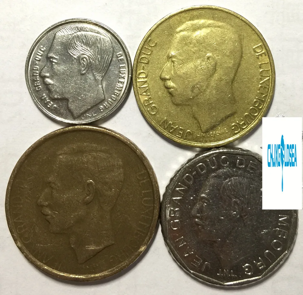 

4pcs Luxembourg Last Coin 1-5-20-50 Franc Euro Front Version Not circulated