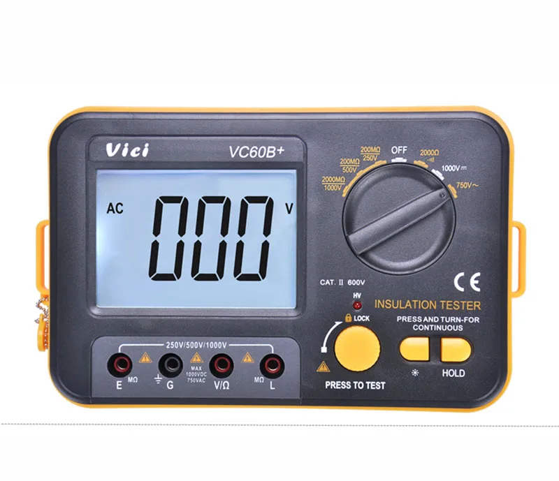 

VC60B+ 3 1/2 digital insulation resistance tester meter megger insulation tester meter DCV ACV resistance meter tester 1000V