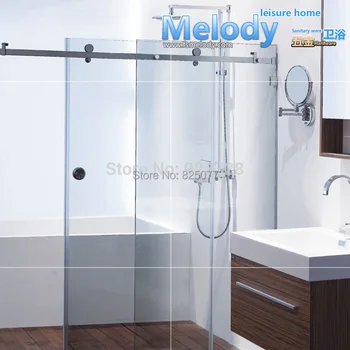 Free Shipping (No glass & No Bar) frameless Shower Sliding door Whole set Hardware 304 stainless steel HD11 h007lr frameless bath room shower glass door square tube handle l shape with r 304 stainless steel polish chrome