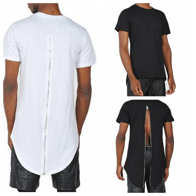 Back Zipper Design Men Solid T shirt New Fashion Style Special O Neck