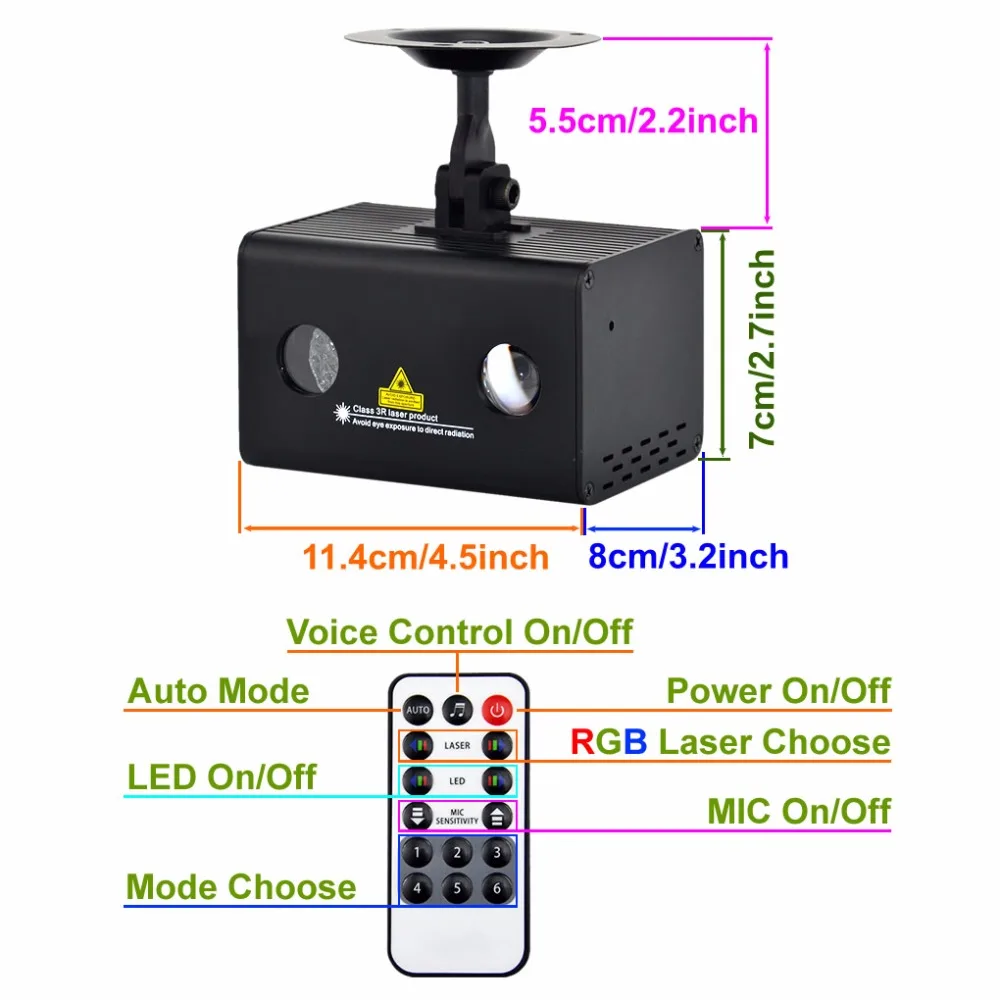 Портативный дистанционного Музыка Фэнтези Аврора красный зеленый световой лазерный проектор RGB светодиодный смешанные эффект DJ вечерние Home Show этап КТВ Освещение