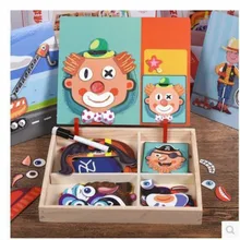 Деревянный Рисунок доска Магнитный пазл мозаика два-в-одном игрушки различные изменения переодевания изменение одежды игрушки