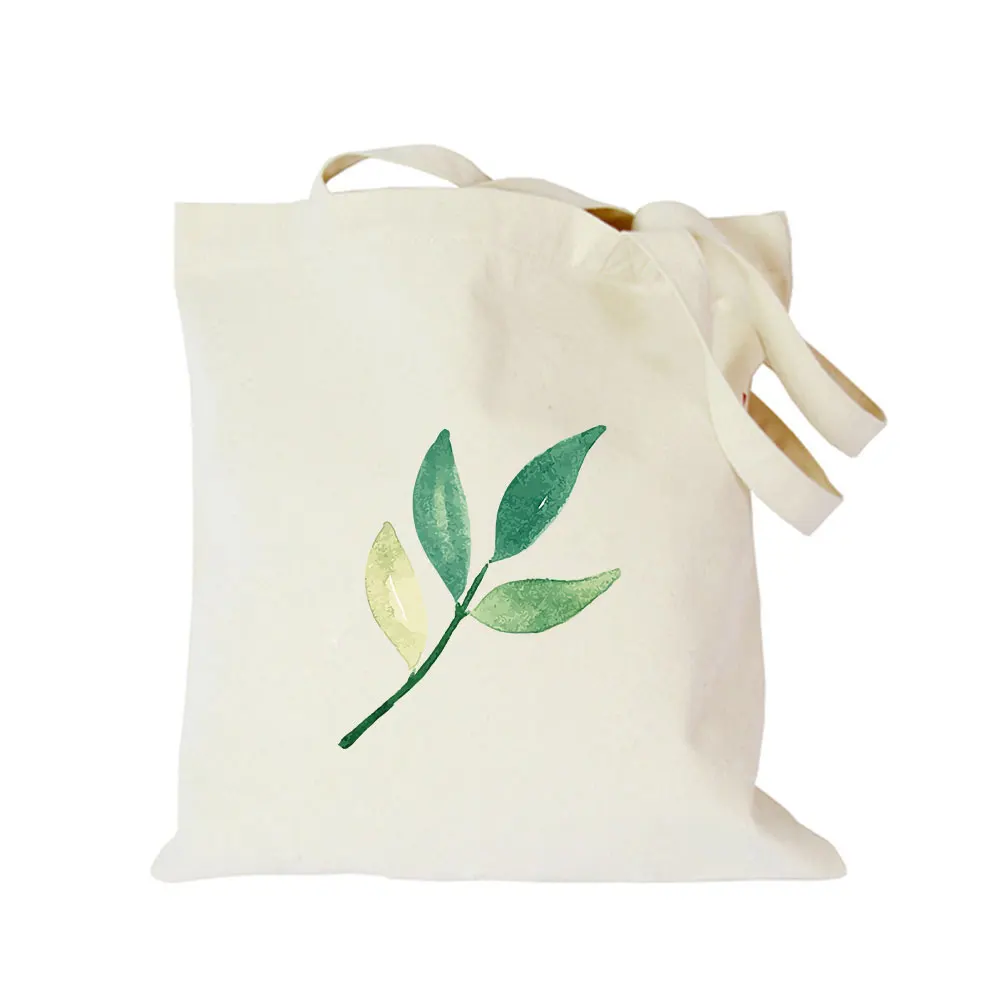 2019 green plant leaf black cotton canvas bag customized eco girl tote bag custom made shopping bags with logo for men or women  (11)