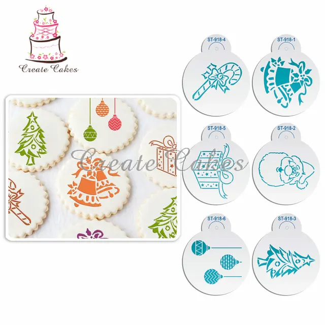 6pcs christmas stencils template for cookie christmas tree stencil christmas tree stencil