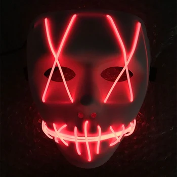 

1 Pcs Horror Mask Halloween Cosplay LED Costume Halloween Scary Mask Wire Light Up Party Props For Festival Parties