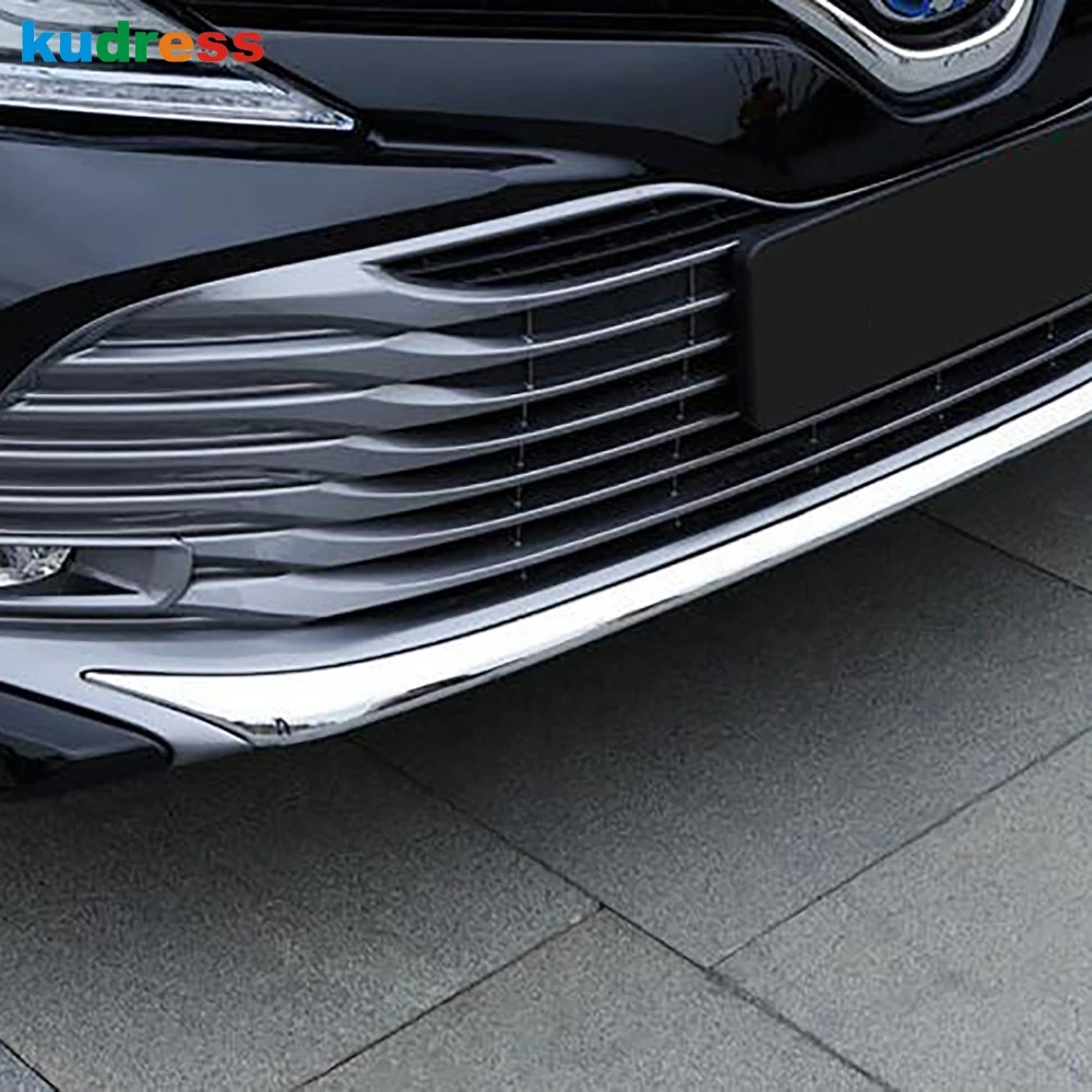 

For Toyota Camry 2017 2018 2019 Hybrid ABS Chrome Front Bottom Bumper Molding Racing Grill Trim Front Bumper Lip Cover Strip