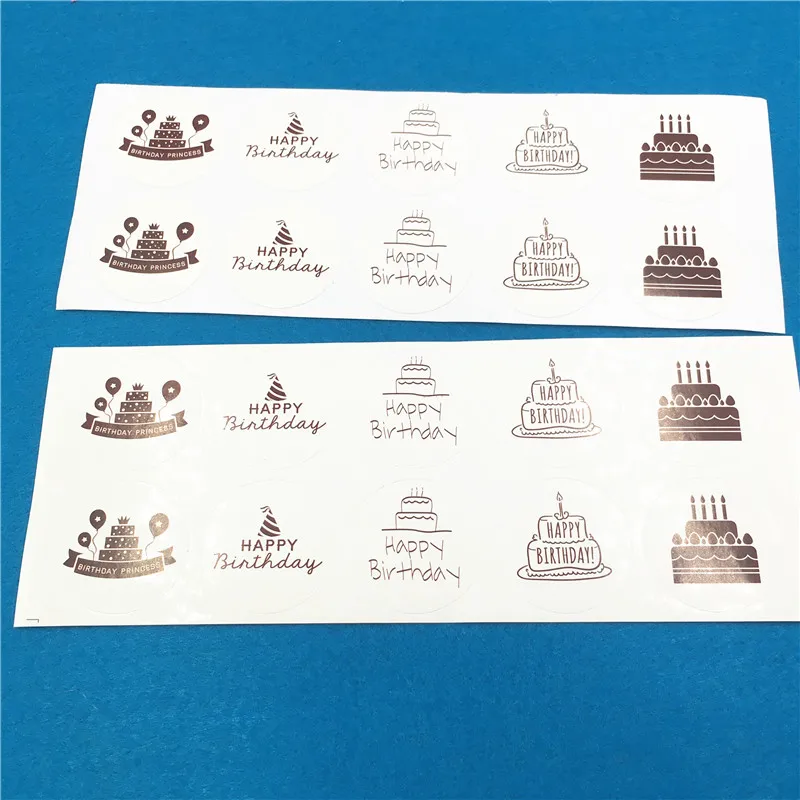 

50Pcs DIY 3.5cm Kraft Paper Sticker Labels Round Happy Birthday Printed Gift Labels Stickers Self-adhesive Sealing Boxes Labels
