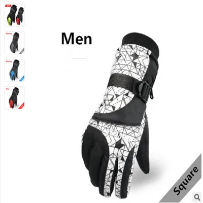 Новая пара теплые лыжные перчатки для Для мужчин и Для женщин в зимние уличные Нескользящие носить перчатки - Цвет: Square