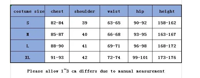 costume size