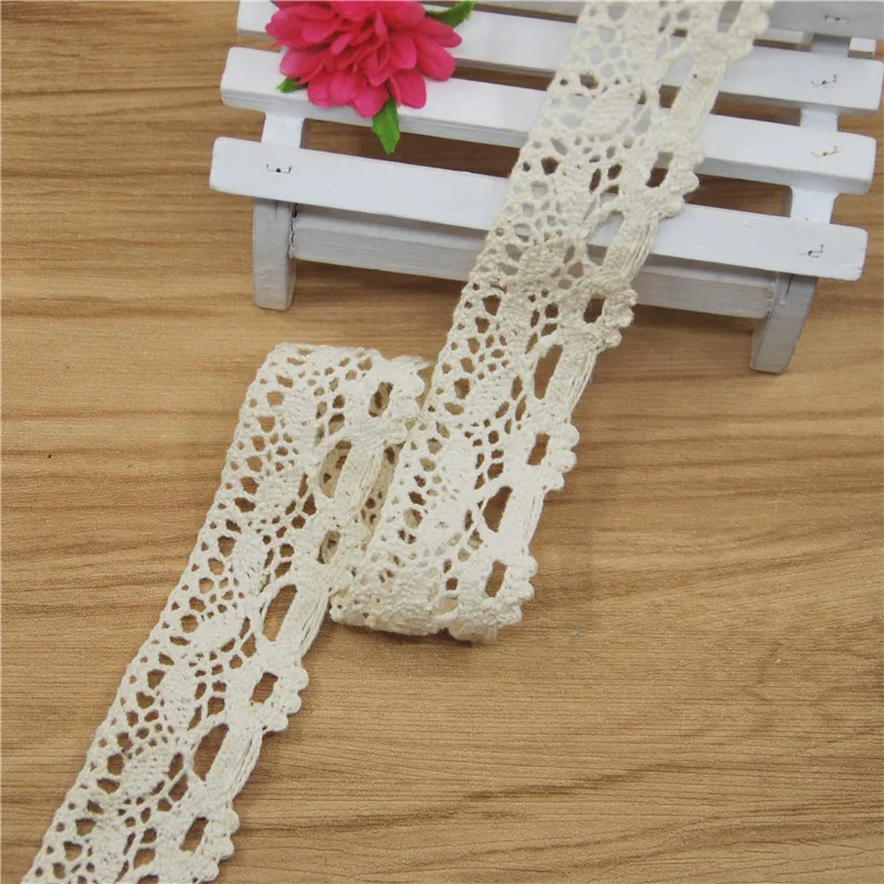 FASMILEY Wholesale 25mm Cotton Lace Trim Ivory Net Lace Ribbon DIY Lace