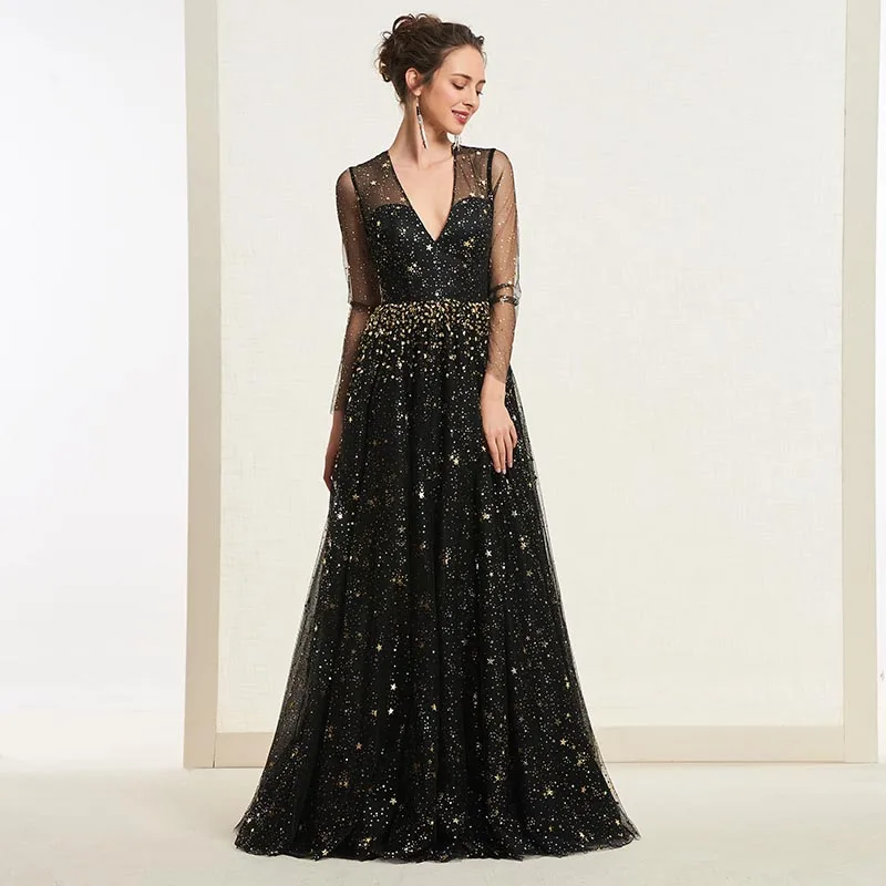 sequin a line gown