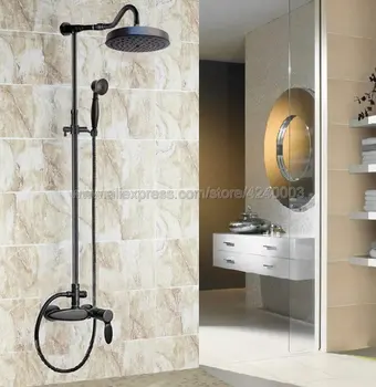

Black Oil Rubbed Brass Bathroom Rainfall Shower Faucet Set Single Handle Mixer Tap With Hand Sprayer Wall Mounted Krs728