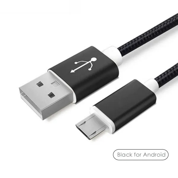 SUPTEC нейлоновый Micro USB кабель USB зарядное устройство кабель синхронизации данных для samsung A3 J5 S7 S6 huawei Xiaomi Android телефон зарядный шнур 2 м/3M - Цвет: Black