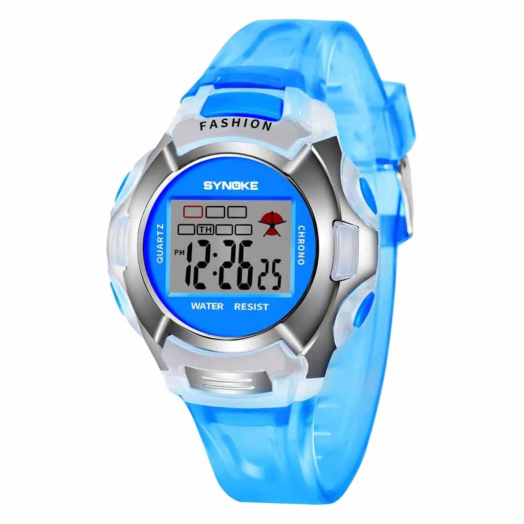 Цифровые часы для девочек, Детские аналоговые цифровые спортивные Водонепроницаемые наручные часы для девочек, светодиодный, электронные кварцевые часы A4 - Цвет: Blue