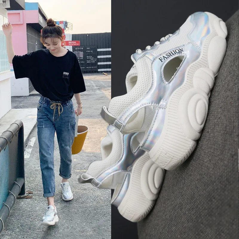 

Women's shoes 2019 tide shoes sports shoes spring and summer casual sandals mesh breathable wild old shoes