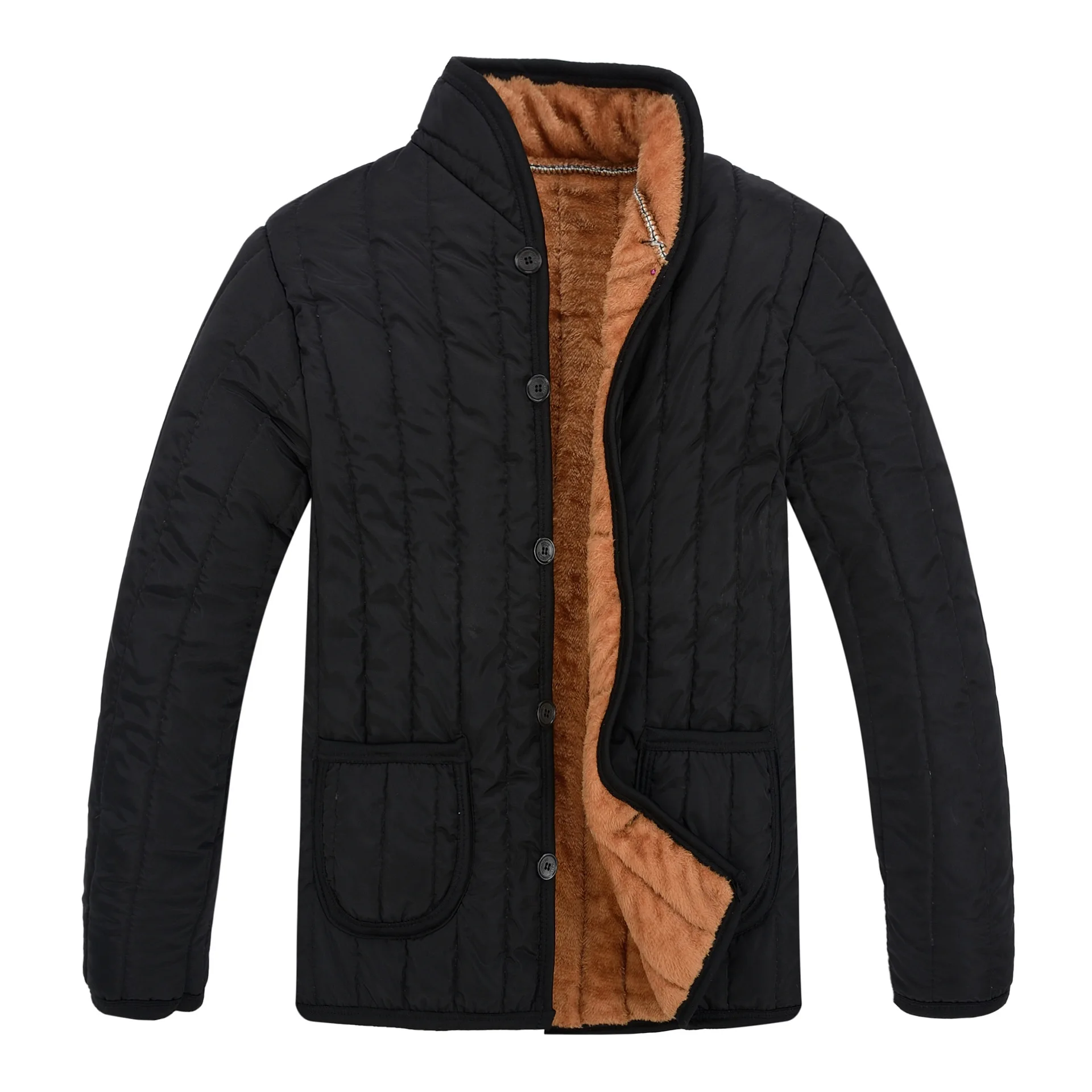 Winter Jacket Man Fur Collar Solid Long Coat Thick Cotton padded Clothes Fashion Cotton Warm Coat