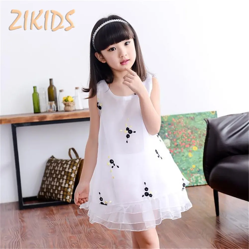 

Summer Girl Dress Fashion Lined Cotton+ Organza Material Sleeveless Princess Kids Dresses for Girls Clothes Children Clothing
