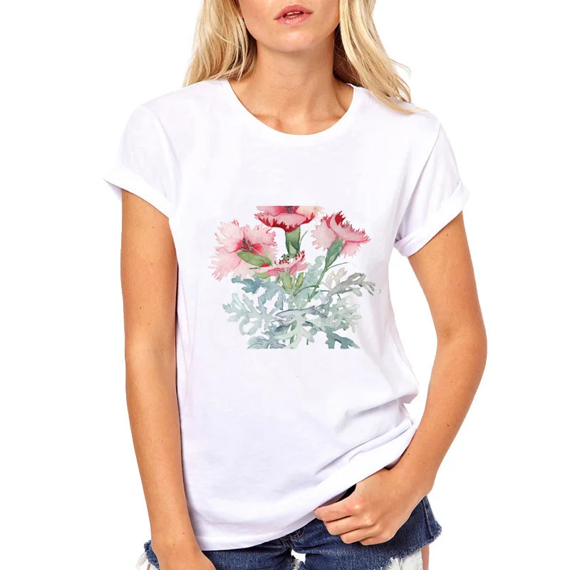 بارد المحملة المائية الخشخاش FlowersT قميص المرأة الصيف قمم الإناث السببية جميلة تي شيرت الملابس قصيرة الأكمام المحملة للبنات بارد المحملة المائية الخشخاش FlowersT قميص المرأة الصيف قمم الإناث السببية جميلة تي شيرت الملابس قصيرة الأكمام المحملة للبنات