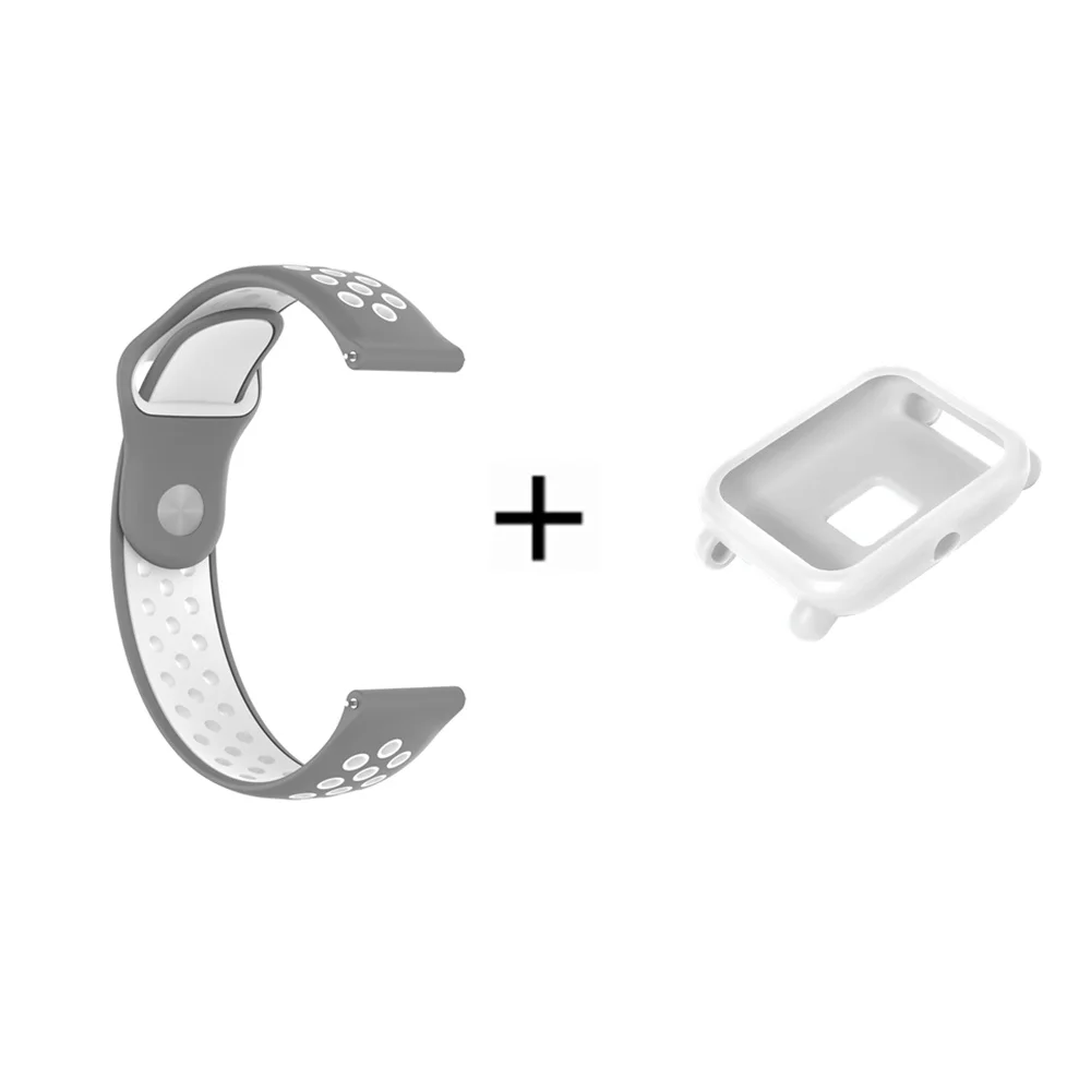 2в1 силиконовый ремешок для Xiaomi Huami Amazfit Bip Bit Pace Lite Молодежные Смарт-часы с заменой ремешка браслет+ чехол