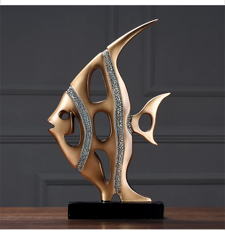 Украшение для гостиной винный шкаф украшения дисплей мебель представляет абстрактный домашний декор морская Статуэтка рыбы Статуэтка золотой