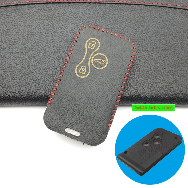 

Praise Leather Car Key Cover Case Protector Skin Smart Card For Renault Clio Logan Megane 2 3 Koleos Scenic 3 Buttons Key shell