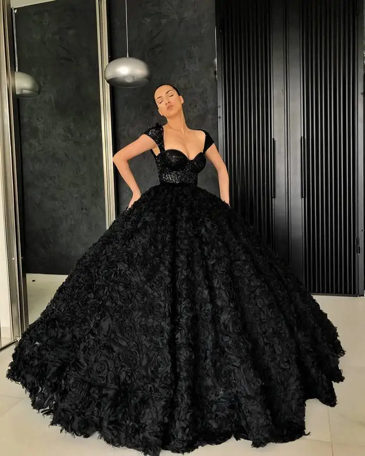 Элегантное Бальное Платье милое с рукавом-крылышком длинное торжественное платье кружевное черное женское вечернее платье