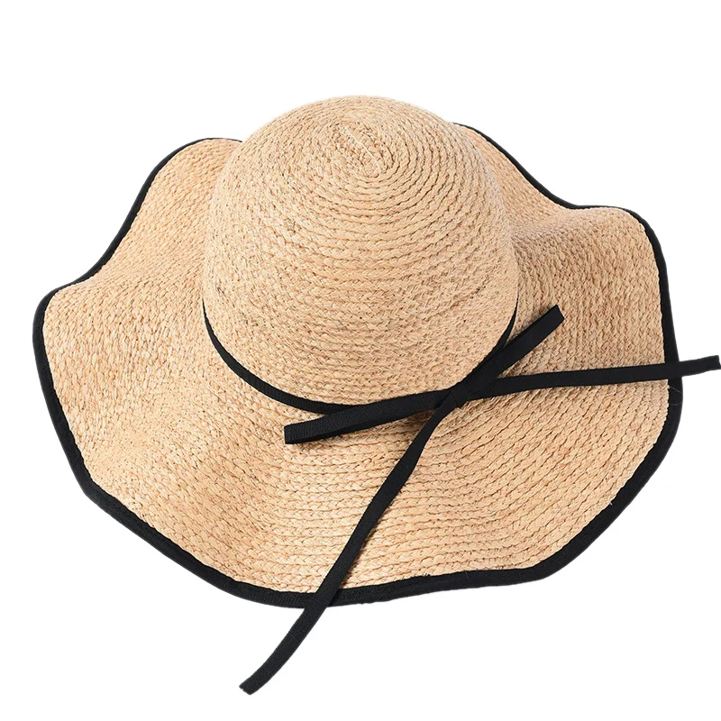 

NEW-Summer Hats For Women Raffia Sun Hats Wave Wide Brim Sun Hats Female Fashion Beach Hat