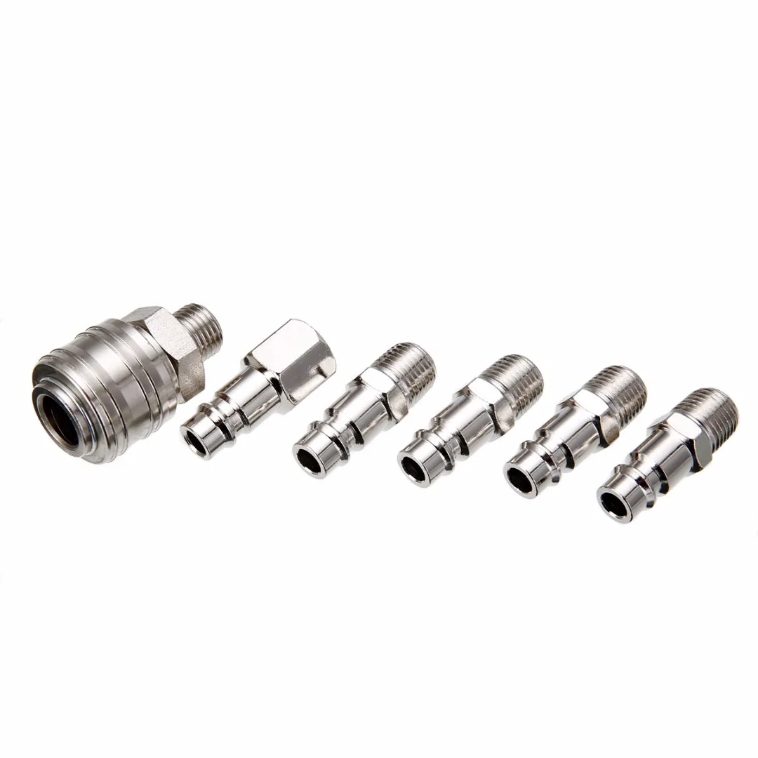 6pcs/set German-style Air Line Hose Compressor Connector Quick Coupler Set 1/4" BSP For Home Tool Accessories