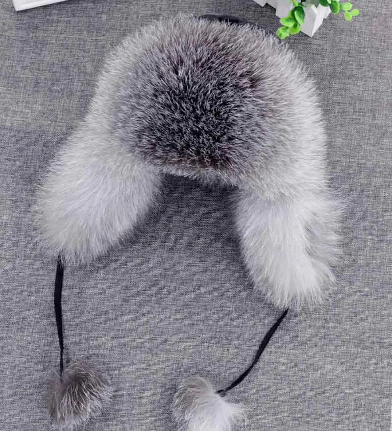 mens mad bomber hat 2020 100% Real Fox Fur Hat Women's Russian Ushanka Aviator trapper snow skiing Hat caps earflap winter raccoon fur Bomber hat sheepskin bomber hat Bomber Hats