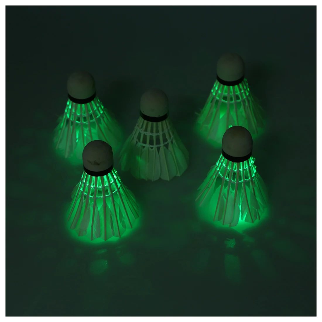 5*Dark Night LED Badminton Shuttlecock Birdies Lighting Greenin
