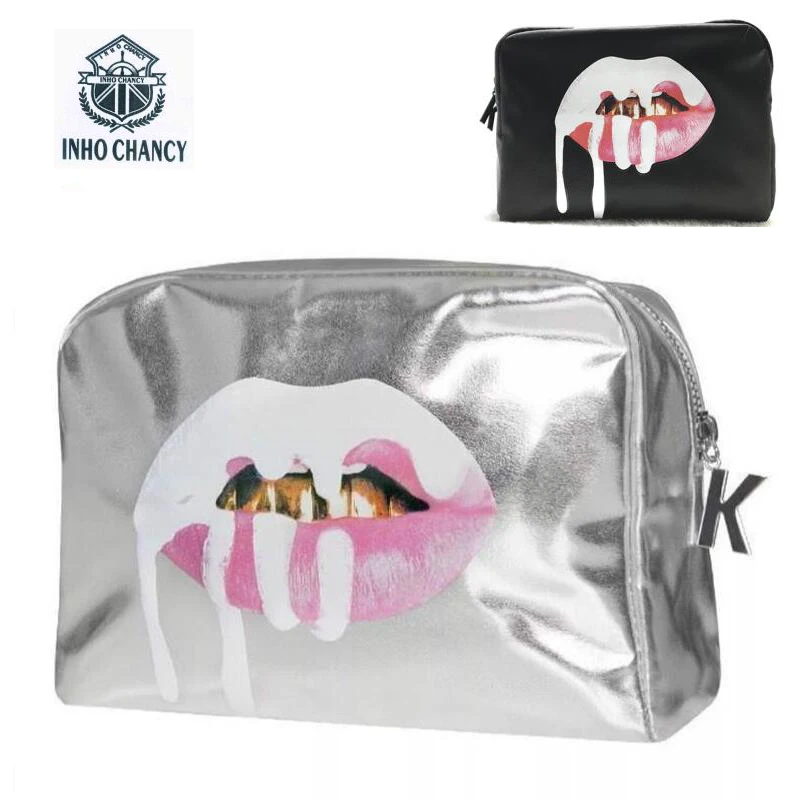 

INHO CHANCY!Women bag Portable Cute Multifunction bag 3D print red mouth Cosmetic Bag For Travel Ladies Pouch Makeup Case Pouch