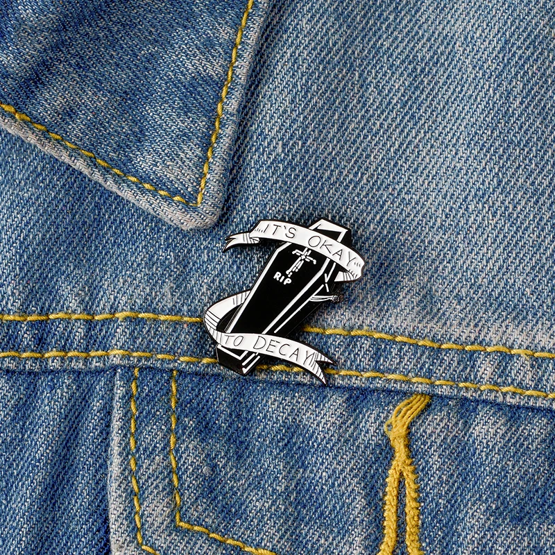 QIHE-QH-GIOIELLI-Bara-Spilli-RIP-Spille-Nero-Banner-Bara-Dello-Smalto-Spilli-Scuro-Monili-Punk