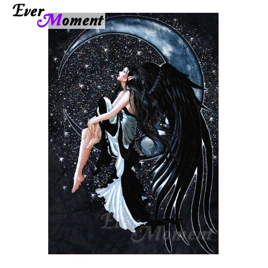 

Ever Moment Diamond Painting Angle Moon Picture Mosaic Home Decoration Diamond Embroidery Full Square Rhinestone S2F126