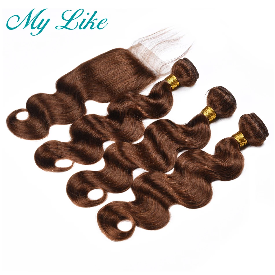 My Like Pre-colored Peruvian Hair Weave Body Wave Bundles with Closure #4 Light Brown Non-remy Human Hair Bundles with Closure My Like Pre-colored Peruvian Hair Weave Body Wave Bundles with Closure #4 Light Brown Non-remy Human Hair Bundles with Closure