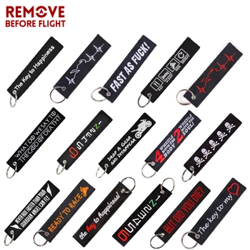 

REMOVE BEFORE FLIGHT Chain Keychain Launch Key Chain Bijoux Keychains for Motorcycles and Cars Black Key Tag Embroidery Key Fobs
