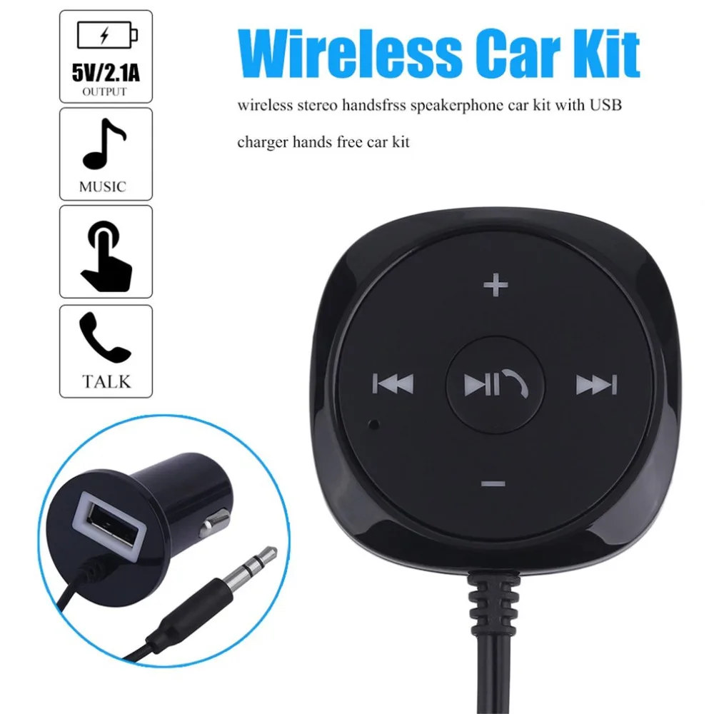 Wireless Car Kit Bluetooth Receiver Hands free Call 3.5mm Aux Audio
