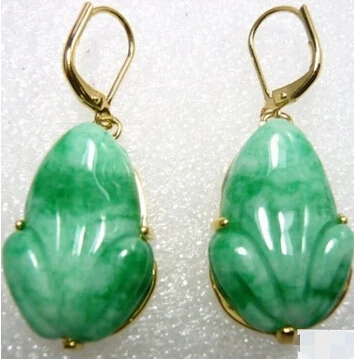 

Bridal jewelry free shipping hot sell2 kinds Fancy lady's green jade carved frog beads earrings