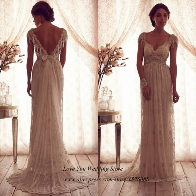 anna campbell vestido de novia de encaje 2015 verano de la playa