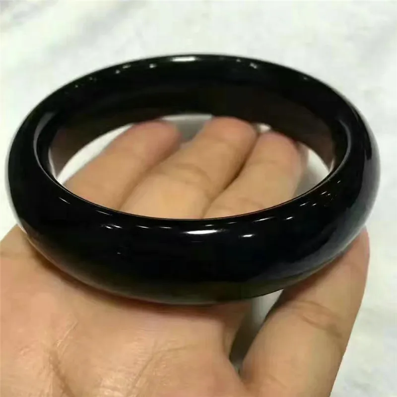 

2018 New Top Quality 100% Natural Black Obisidan Stone Jades Round Bangle&Bracelet Women's Gift Fashion Bangle Jades Jewelry