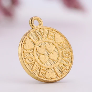 

EUEAVAN 20pcs Metal Positive Word Charm Round Shape Letter Pendant For Jewelry Making Gold/Antique Silver Color