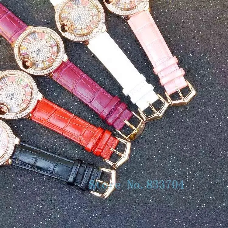 Mashali красочные разноцветные стразы Для женщин Часы римскими цифрами с украшением в виде кристаллов алмаза часы Полный со стразами из натуральной кожи часы