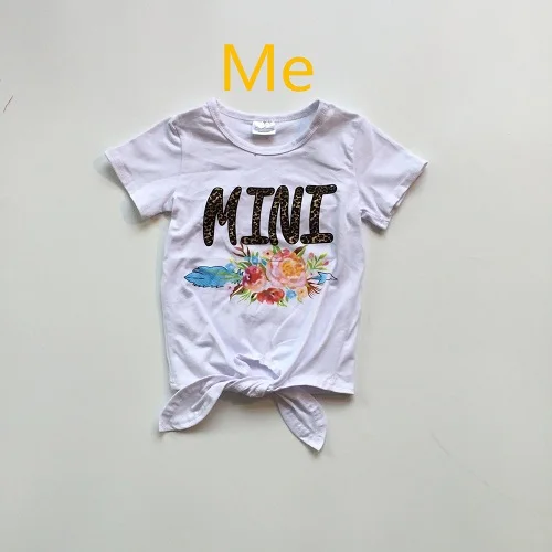 Летние футболки для мамы и дочки детская белая рубашка с леопардовым принтом и цветочным принтом, одежда для мамы и дочки футболки Mommy me - Цвет: me