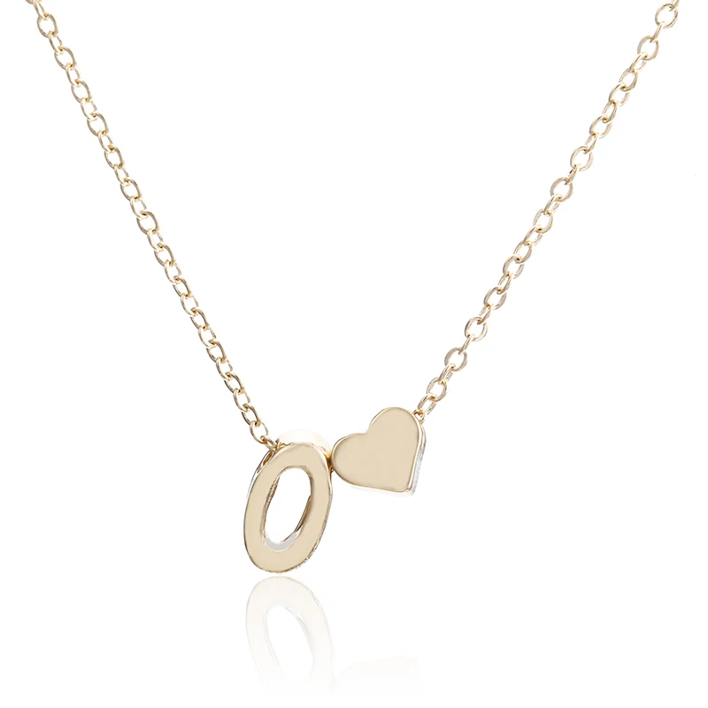 Крошечное Золотое простое ожерелье с буквенным A-Z золотого цвета, ожерелье с сердечком для женщин и девочек, лучший подарок на день рождения, ювелирное изделие x6 - Окраска металла: O