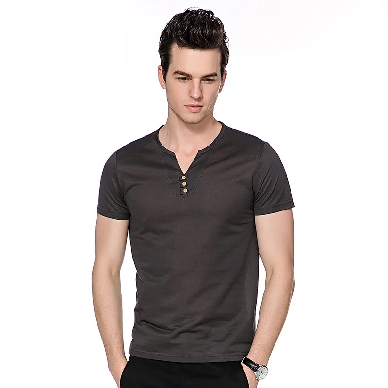 DZYS Men's Bamboo Fiber T shirt Casual V Neck T shirt for Men Male 7271