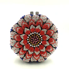 В форме подсолнечника Роскошная кристально Синяя сумочка вечерняя Модные клатчи бриллиантовые женские вечерние сумки на плечо женская сумка для ужина